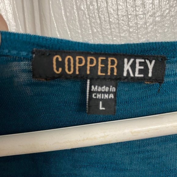 New Copper Key Semi sheer Pullover-Beaded Bottom-Sz Lg - Picture 4 of 11